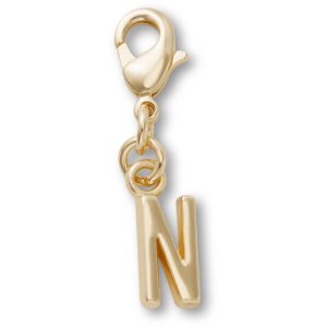 Gold Letter N Charm